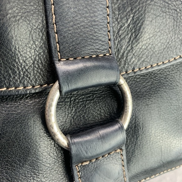 VTG Fossil Black Pebbled Leather Crossbody Purse Bag (8.5"x7") - Picture 6 of 10